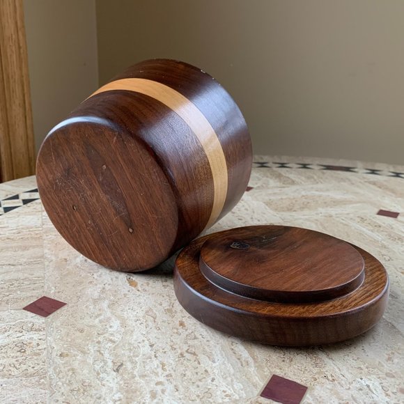 Solid Wood Jar with Lid Hand Crafted Turned Container Rustic Decor - Picture 6 of 6